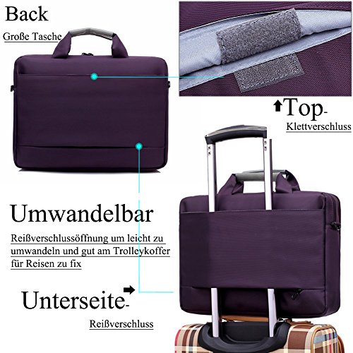 BRINCH 17,3 Zoll neue weiche Nylon stoßfest Laptop Computer Umhängetasche Messenger Bag Aktentasche mit Taschen & Griffe und abnehmbaren gepolstertem Schulterriemen für 17 – 17,3 Zoll Laptop / MacBook / Notebook / Chromebook / Tablet Computer,Violett - 5