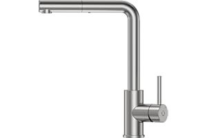 Robinet Cuisine Douchette, CECIPA Robinet Evier de Cuisine avec Bec Extractible Métallique, Robinet de Cuisine Pivotant à 360 °, Barboteur Amovible, Acier Inoxydable Brossé, Sans eau de Douche