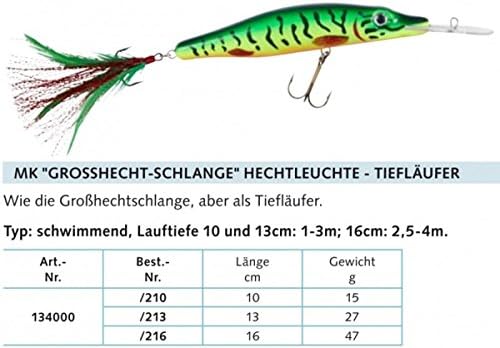 MK Large Snake – Deep Runner Pike, Pike Light, 47 g