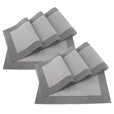 SueH Design Lot de 8 Sets de Table 45 * 30 CM Vinyle Tissé Gris