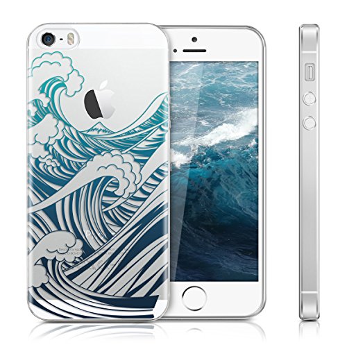 kwmobile Funda para Apple iPhone SE 5 5S - Carcasa Protectora de TPU con dise o de Olas en Azul Azul Oscuro Transparente reviews kwmobile Funda para Apple iPhone SE 5 5S - Carcasa Protectora de TPU con dise o de Olas en Azul Azul Oscuro Transparente