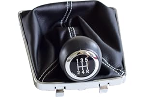 Kakulkomen Pomo de palanca de cambios con funda de cuero para Opel Astra III H 1.6 2004 2005 2006 2007 2008 2009 2010 (5-R blanco)