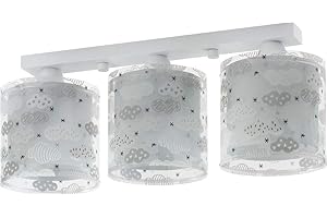 Dalber Lámpara Infantil Plafón Techo 3 Luces Clouds Nubes Gris, 15 W