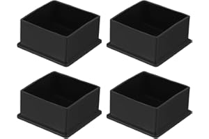 QUARKZMAN 4 Tapones Cuadrados para Patas de Silla de PVC, 60mm x 60mm OD, Negros, Protectores de Pies de Muebles para Mesas, Cubiertas de Patas de Suelo para Patio de Muebles