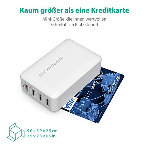 RAVPower QC 3.0 40W 4-Port USB Ladegerät Schnelle Ladefunktion Quick Charge Ladestation Lade Adapter für Samsung Galaxy S6 / Sony Xperia Z5 Z4 Z3 / HTC / LG / Sharp Aquos usw. weiß - 5