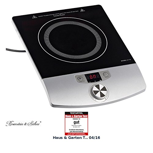 Rosenstein & Söhne Induktions-Kochplatte 12 bis 26 cm mit Drehregler, 2.000 W, bis 240 °C