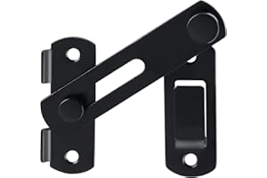 ZiYuya Flip Sliding Door Lock, Door Bolt Stainless Steel Door Bolt Buckle, Gate Latch Door Stopper Lock Hook Eye Lock Gate Lock Door Lock for Bathroom Window Black 180° 4 Inches