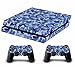 Produktbild Morbuy PS4 Skin Design Folie Aufkleber Sticker schützende Haut Schale für Sony Playstation 4 Konsole und 2 Dualshock Controller Skins (Camo Blau)
