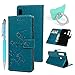 Produktbild A9 2018 Handyhülle Flip Case für Samsung Galaxy,Idlehour PU Leder Case Cover Magnet Schutzhülle Tasche Skin Ständer Handytasche,Blau Lotus