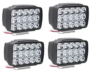 PETROX15 Led White Bike Led Light Driving Waterproof Headlights Fog Lamp Lighting Accessories Anti-Fog Spot Light Auxiliary Headlight with Switch For All Bikes and Cars - Pack of 4