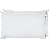 Amazon Basics Pack of 2 Microfibre Pillowcases, 50 x 80 cm, Bright White