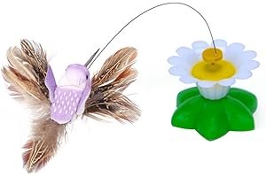 NOPEILVI Giocattoli per gatti a farfalla rotante elettrica due farfalle lampeggianti giocattolo gatto interattivo per gatto (colibrì) gatto che attrae giocattolo, giocattolo con gatto volante