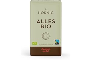 J. Hornig Café moulu Bio & Équitable, Tout Bio, 500g, saveur intense & goût corsé, café moulu pour cafetières filtres, cafetières à piston et cafetières à expresso