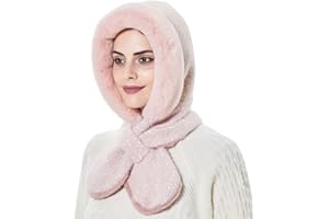 BYNYXI 2 w 1 czapka szalowa, damska czapka zimowa, szal, zestaw, czapka z dzianiny, czapka polarowa, ciepła czapka z kapturem, szal, pluszowa czapka, kominiarka, czapka zimowa dla kobiet i dziewcząt, do uprawiania sportu na świeżym powietrzu