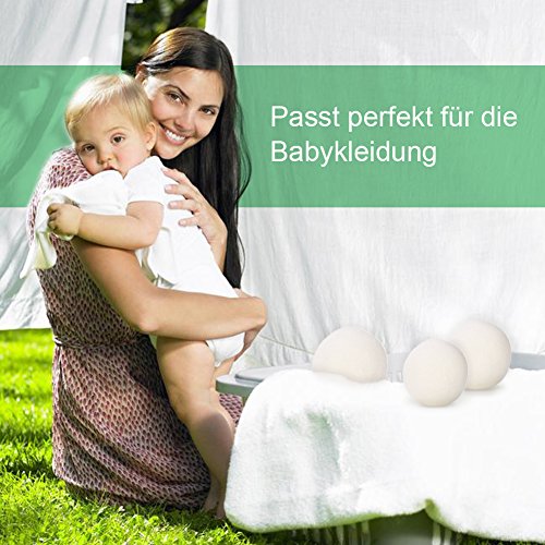GHB 6 Stück Trocknerbälle aus 100% Schafwolle Trocknerkugeln für Wäschetrockner Wiederverwendbar natürlicher Weichspüler - 7