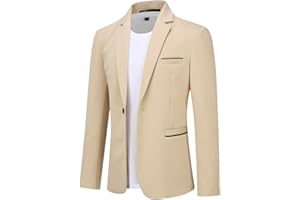 Allthemen Mens One Button Blazer Casual Slim Fit Blazer Jacket Lightweight Suit Jackets