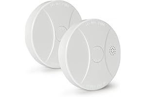 XINHAOSI 2 Pack Smoke Alarms for Home 10 Years Lifetime Optical Smoke Detector Fire Alarms 9 V Photoelectric Smoke Alarm with Replaceable Battery Test & Silence Button for Halls RV Tenant