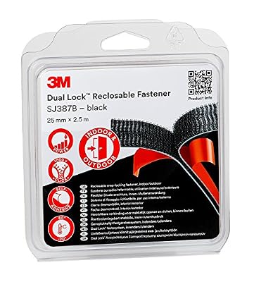3M Dual Lock SJ387B Système Ouvrable et Refermable 25 mm x 2,5 m Noir