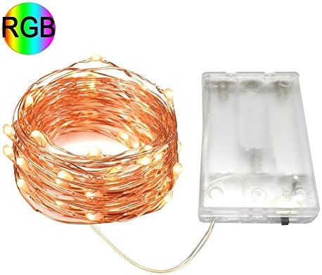 Autai Battery Powered String Lights 50LEDs RGB Colour Copper Fairy Lights Christmas Decoration Light Indoor Use (5M,RGB)