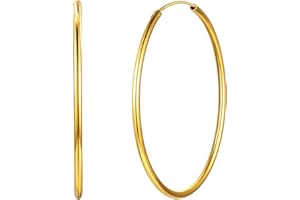 ChicSilver Créoles en Argent 925 Femme/Plaqué Or 18K Antiallergique - Diamètre 15-70 mm - Boucle d’oreille Doré/Or Rose/Argenté - Bijoux Anneau Oreille Femmes Fille (Boîte Cadeau)