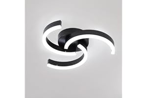 EIDEARAY LED Ceiling Light,20W Black Curved Design Modern Ceiling Light,Cold White 6000K Indoor Aluminum Flush Mount Ceiling Light for Hallway Living Room Kitchen Bedroom Porch Entrance