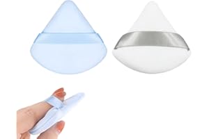 FAMIDIQGO 2 sztuki trójkątnego pudru puff gąbka miękka trójkątna puff puff velvet Wedge Shape Makeup Puff Dry Wet Powder Sponge Pads White + Blue