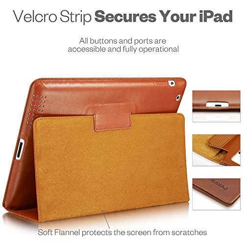 KAVAJ iPad Hülle Echtleder Case „Berlin“ für das Apple iPad 4 iPad 3 iPad 2, Cognac-Braun aus echtem Leder mit Stand und Auto Schlaf/Aufwachenen Funktion. Dünnes Smart-Cover Schutzhülle Tasche für die iPad der 2./3./4. Generation - 5