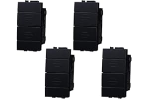 ZOREI Conmutador bipolar 10 A, botón persiana, compatible con Bticino Living Light (4 unidades, negro)