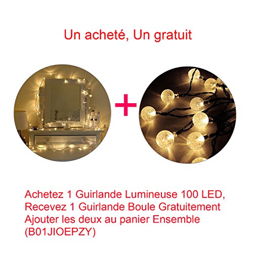 Uping® Lichterkette 100 Leds mit EU-Stecker von DC 31V Niederspannungstransformator und 8 Programm für Party, Garten, Weihnachten, Halloween, Hochzeit, Beleuchtung Deko 12M warmweiß - 2