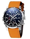 Herren Uhren Männer Militär Wasserdicht Sport Chronograph Datum Kalender Braun Leder Armbanduhr Luxus Kleid Mode Analog Quarz Schwarz Stopuhr