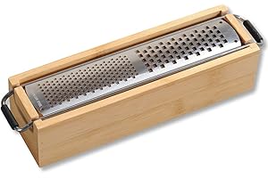 KESPER 58060 Râpe à parmesan en acier inoxydable avec récipient en bambou