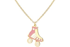 Dreamtimes Collar con colgante de patinaje sobre ruedas, collar colorido de acero inoxidable, colgante deportivo, joyería inspiradora, regalo para mujeres amantes del patinaje