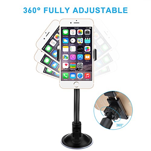 Supporto Smartphone Auto VicTsing Supporto Cellulare Parabrezza con Ventosa, Universale Porta 360Â¡Ã£ Rotazione per iPhone 7 7 Plus 6S 6 5S 4S 4, Samsung Galaxy HUAWEI Nokia LG, altri Smartphone e GPS Dispositivo. Nero