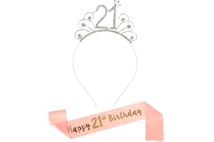 DaricowathX Crown Headband 21 Birthday Tiara Rhinestone Crystal Crown and 21st Birthday Sash for 21st Birthday Decoration Girls Women