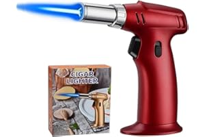 Butane Torch, ibforcty Refillable Culinary Cooking Torch Kitchen Blow Torch Lighter with Safety Lock Adjustable and Lock Flame (Red)
