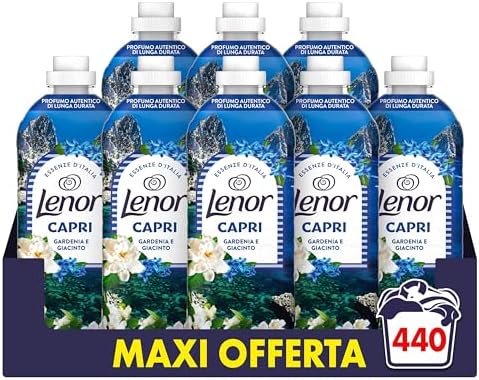 Lenor Ammorbidente Lavatrice Concentrato Essenze d’Italia, 440 Lavaggi (8x55), Capri, Note Di Gardenia e Giacinto, Profumo autentico di lunga durata