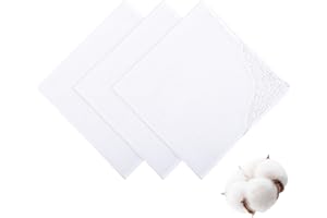 Psyqtsuary Lot de 3 mouchoirs blancs pour femme - Mouchoirs en tissu - Petits mouchoirs blancs - Mouchoirs avec dentelle - En pur coton, Hankies en dentelle brodée en coton doux blanc, taille unique