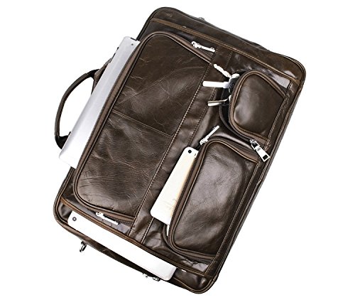 YAAGLE Europ  isch echtes Leder Business Taschen Herren gro   17 zoll Laptoptasche Schultertasche Reisetasche-coffee