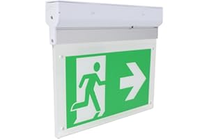 ‎INTRATEC 100% SHOPPING Emergency Light Emergency Exit Route Light Indoor Manual Test Function LED with Battery 300 x 50 x 230 mm for Wall and Ceiling Mounting Illuminated LED Emergency Exit Sign Rescue Sign Light According