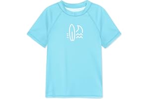 BesserBay Boy's Swimsuit Rash Vest Swimming Shirts for Boys Short Sleeve UPF 50+ Sun Protection Rash Guard 5-14 Years
