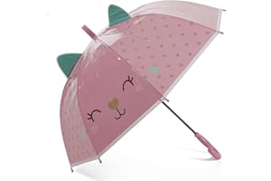 GALLOTTI Ombrello bambina automatico con orecchie in vari colori, ombrello per bambini lungo 66 cm, ombrello bimba da pioggia