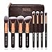 Party Queen Premium Makeup Brush Set Classic 8Pcs Rose Golden Kabuki Brush Cosmetic Kit + Luxurious Coffee Leather Case-Supreme Quality For Flawless Beauty