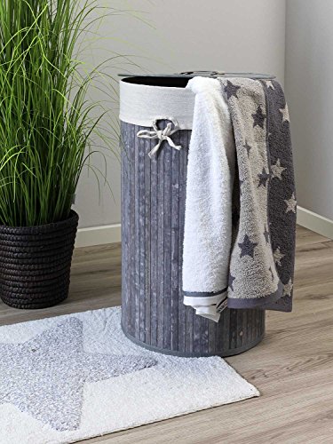 Badematte Badteppich Badezimmerteppich STERN | 50 x 80 cm | Weiß-Grau | Baumwolle - 4