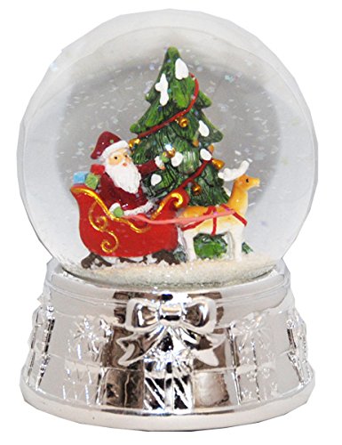 Minium Collection20075 Snow globe Christmas Tree Santa Silver Base music box, 140mm eight