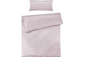 Pure Label Mako Satin Bettwäsche rosa 155x220 cm mit Kissenbezug 40x80 cm aus 100% Baumwolle - Traumhaft weiches Mako Satin Bettwäsche Set in Uni