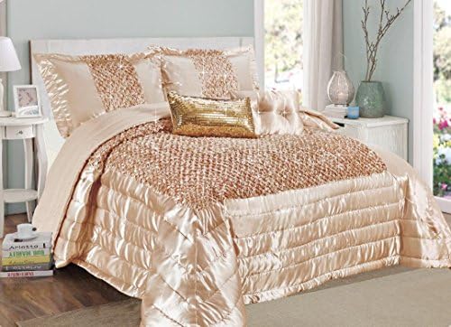 New &amp; Exclusive Designs SAVIO Bedspread /Comforter set &amp; two Pillow Shams (Beige, King)
