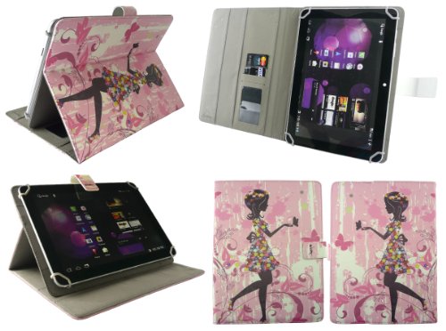 Emartbuy® Denver TAQ-10153 10.1 Zoll Tablet Universalbereich Blumenmädchen Multi Winkel Folio Executive Case Cover Wallet Hülle Schutzhülle mit Kartensteckplätze + Hot Rosa Eingabestift - 2