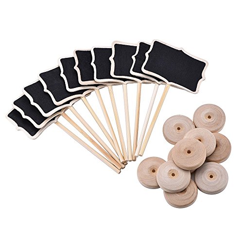Mini Rechteck Kreidetafeln doppelseitig schwarz Board für Nachricht Board Schilder, Set von 12, Mini Chalkboard Rectangle Shape Blackboards on Stick Stand Place Holder Brand New Wedding Party Decorations - 7