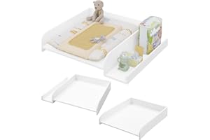 WOLTU Plan à langer pour machine à laver ou sèche-linge, table à langer bébé avec rebord de protection et étagère de rangement, 80 x 70 x 16,5 cm, blanc