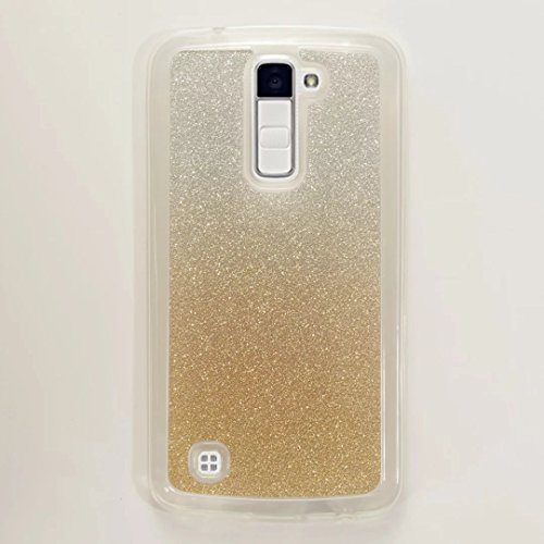 MUTOUREN für LG K10 Transparent TPU Silikon Gradient Farbe Bling Glitzern Schutz Handy Hülle Case [Kratzfeste, Scratch-Resistant] Hülle Schutzhülle Crystal Kirstall Durchsichtig Fall-Abdeckung Etui TPU Bumper Schale - Gold